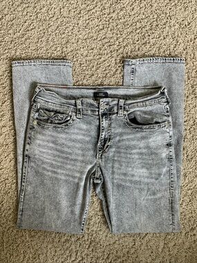 True Religion Ricky Big T flap straight size 33 gray jeans